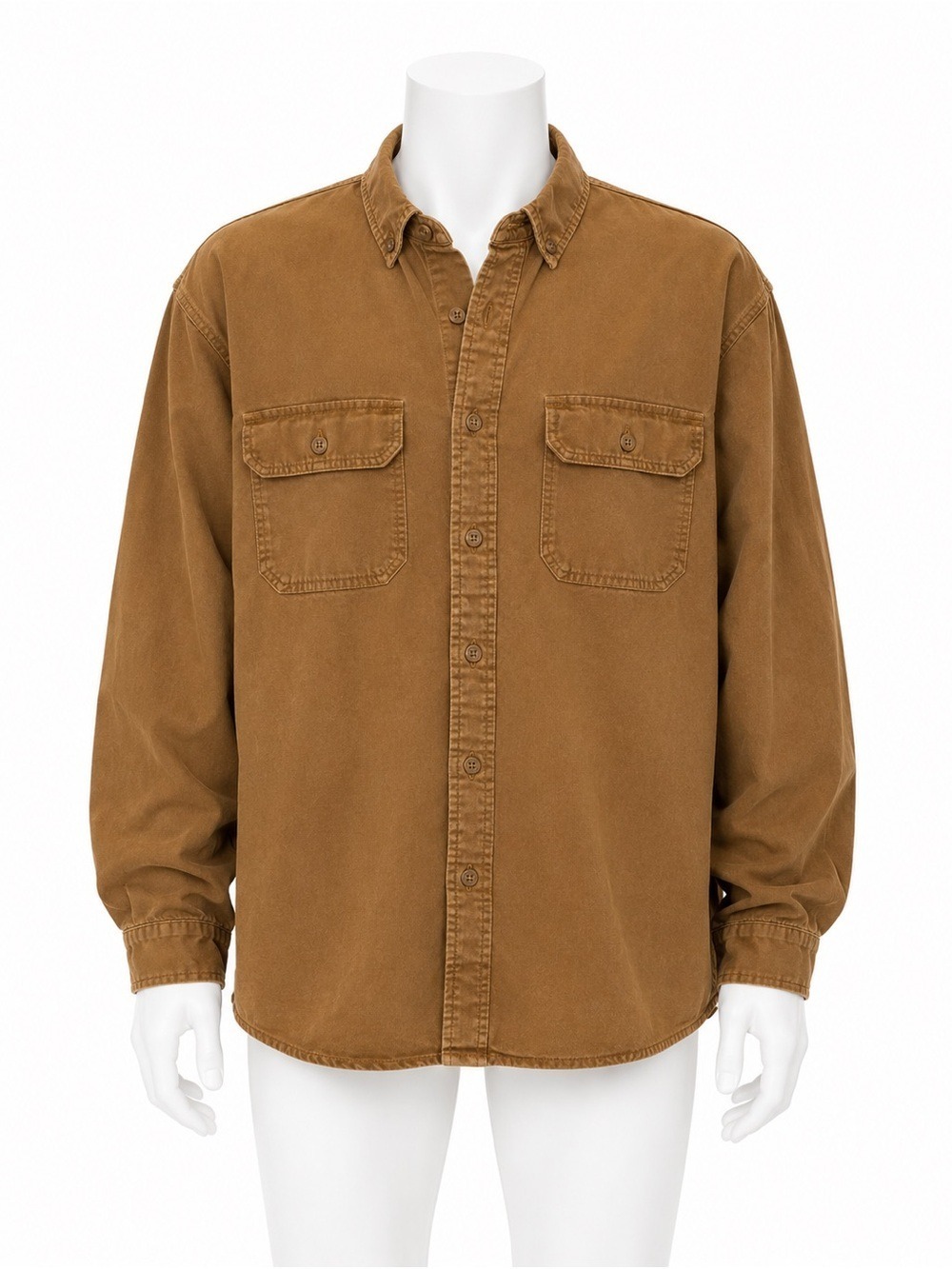 Carhartt Brown Work Shirt Button Front 2XL Tall Heavy Cotton Canvas Shacket